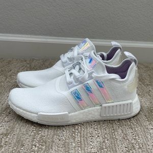 ADIDAS WOMENS WMNS NMD_R1 'WHITE IRIDESCENT' CLOUD WHITE/SILVER METALLIC